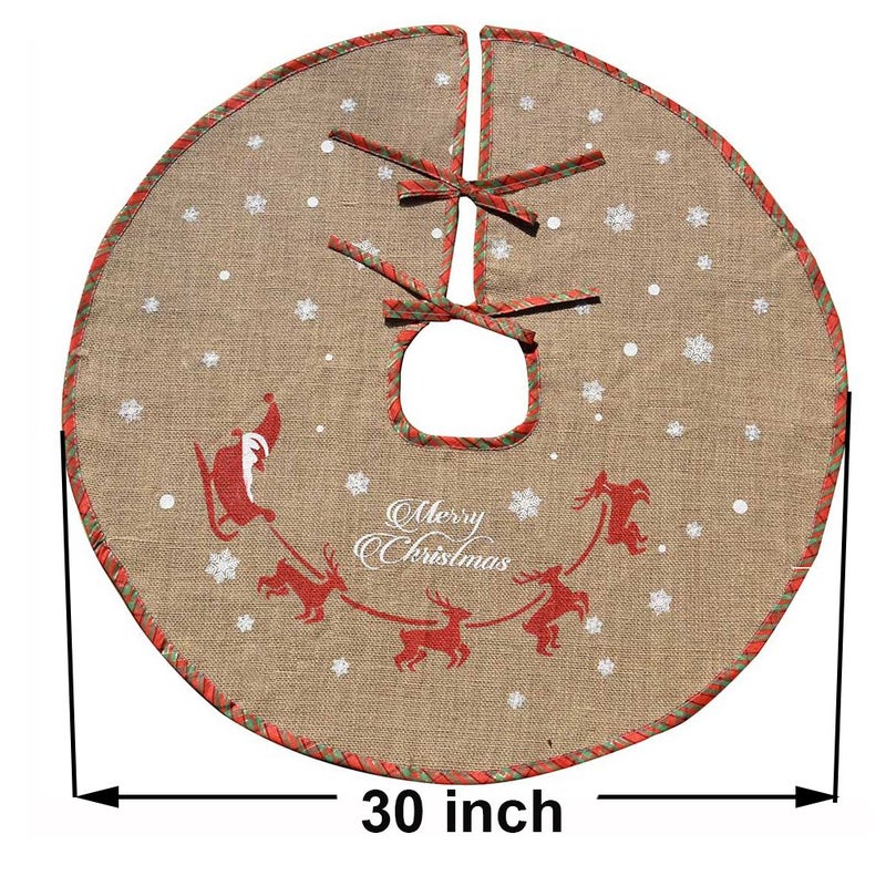 Amajoy Merry Christmas Tree Skirt White Snowflake Burlap Tree Skirt for Xmas Decor Home Decorative Tree Skirt with Inspirational Messages Imprinted Festive Holiday Decoration, 30 Inch in Diameter - Image 2